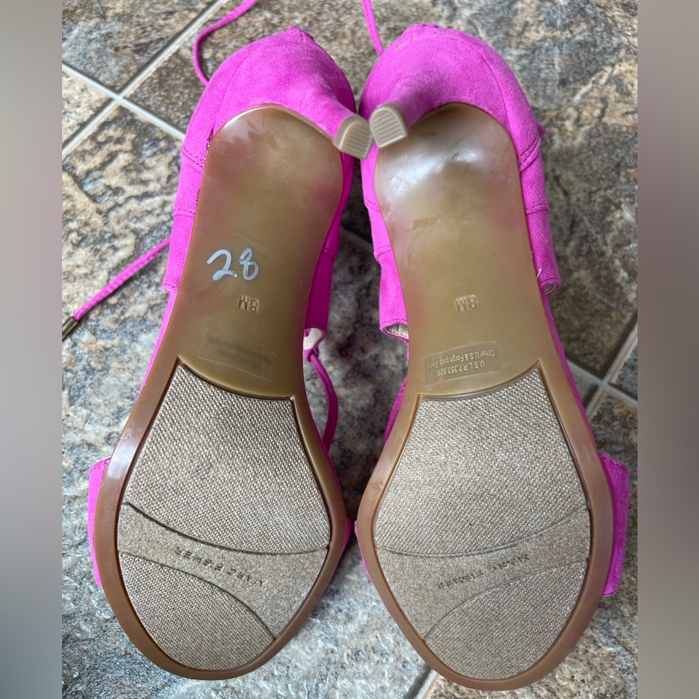 NWOT Marc Fisher Benete2 Pink Lace Up Sandal Heels- Size 8M - Picture 5 of 8